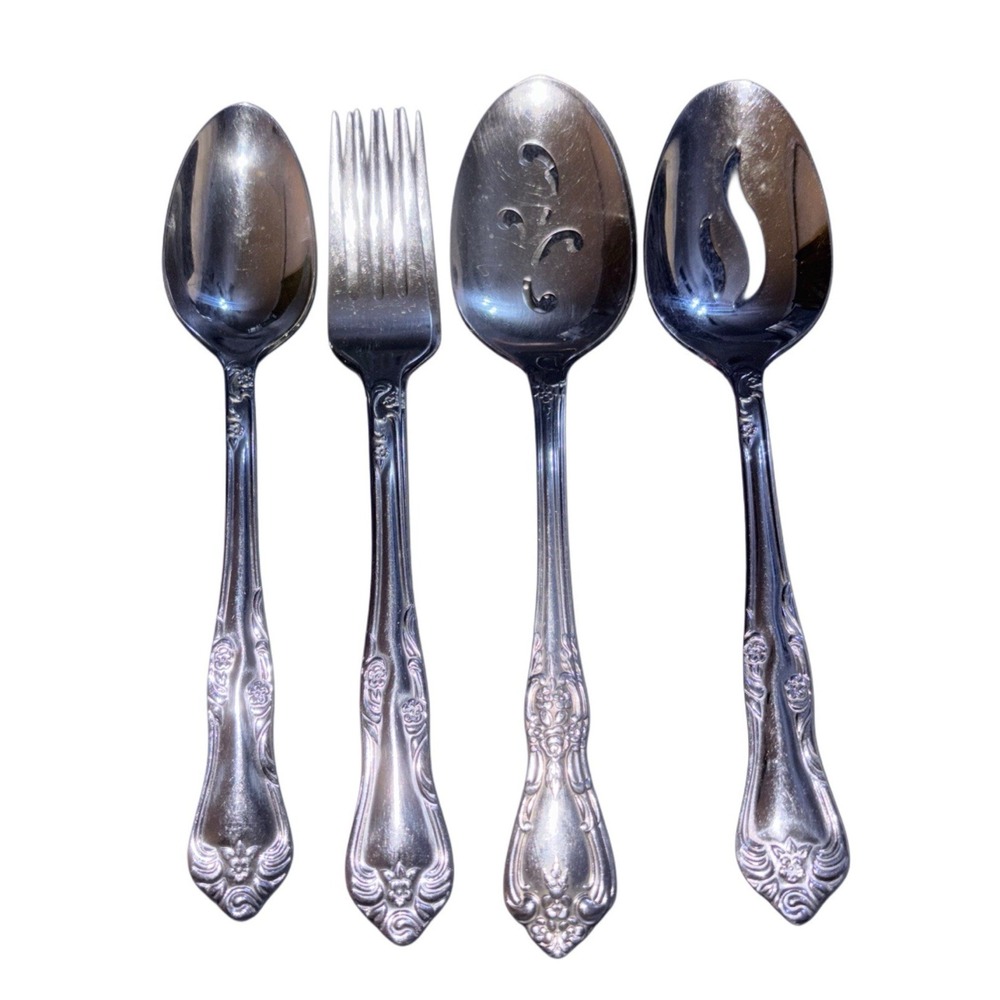 Oneida Stainless Countess 6 Piece Hostess Serving Set 4‎ Spoons 2 Forks